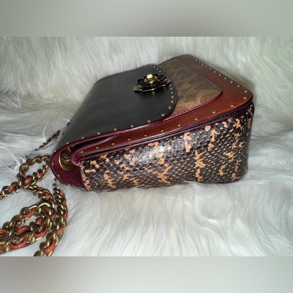 Coach Parker with Rivets and Snakeskin Purse - Picture 11 of 12